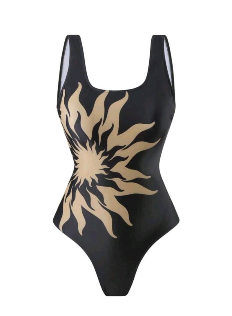 شي إن مجموعة ملابس سباحة نسائية جديدة من سويم أواسيس، مكونة من قطعتين، موديل 2025، من قطعة واحدة، بتصميم منقوش، مع فستان ماكسي شبكي للشاطئ، ملابس كاجوال للعطلات الصيفية - Image 3