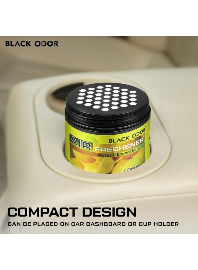 Black Odor Air Freshener Gel 180g, Lemon Scent with Natural Essential Oils – Long-Lasting Odor Eliminator for Car & Home BO-03 - Image 4