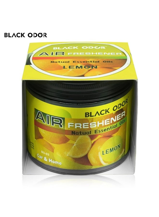 Black Odor Air Freshener Gel 180g, Lemon Scent with Natural Essential Oils – Long-Lasting Odor Eliminator for Car & Home BO-03 - Image 5