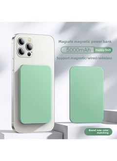Magsafe Magnetic Suction Wireless Mobile Power Charging Treasure For Iphone15 Applicable For Iphone11 External Battery X-Color:Green-Power Supply Capacity:5000 MA