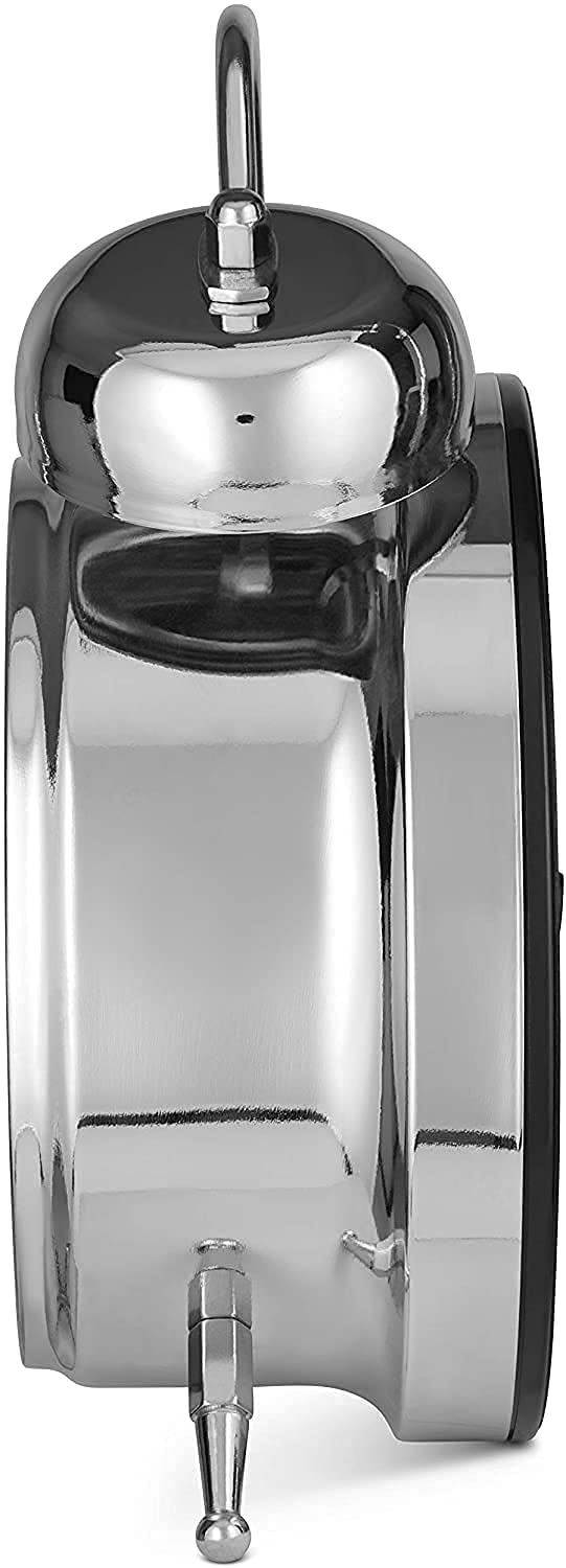 SAJAG Table Clock Twin Bell Analog Alarm Clock for Students Heavy Slippers Extra Loud for Bedside Table Twins Bell Ringing NonTicking Desk Clocks for Kids Teens and Girls Silver - Image 2