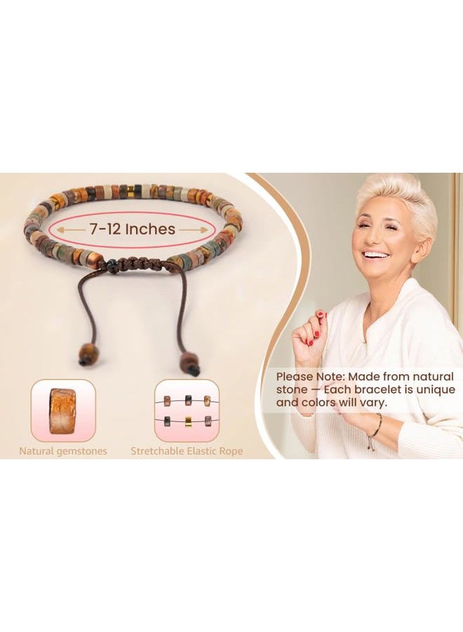 ZOKCC Inspirational Gifts Bracelets for Women Healing Natural Stone Bracelets - Get Well Soon Gifts for Women Best Friends Sister Girls - Life is Tough But So are You Bracelet, one size, Stone, Jasper - Image 4