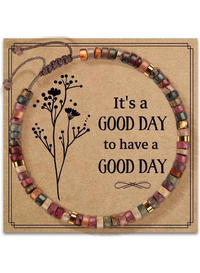 ZOKCC Inspirational Gifts Bracelets for Women Healing Natural Stone Bracelets - Get Well Soon Gifts for Women Best Friends Sister Girls - Life is Tough But So are You Bracelet, one size, Stone, Jasper - Image 1