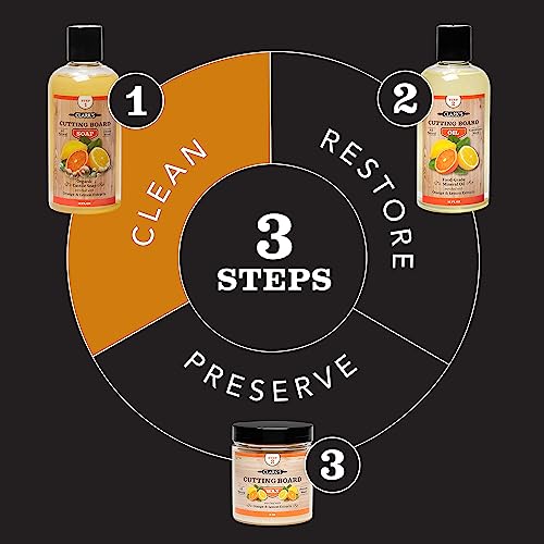 CLARK'S Cutting Board Organic Soap - Cleaner for Butcher Block, Countertop and Utensils - Enriched with Natural Orange & Lemon Extracts - Cleans and Restores Wood - Use Before Food Safe Mineral Oil - Image 2
