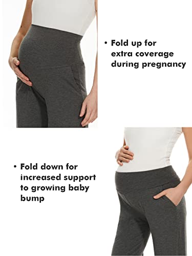 Ecavus Women's Maternity Wide/Straight Versatile Comfy Palazzo Lounge Pants Stretch Pregnancy Trousers with Pockets - Image 4