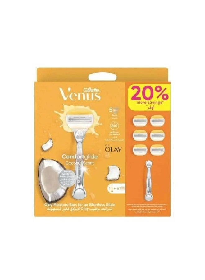 Venus ComfortGlide Women's Razor: 1 Handle + 6 Refill Cartridges