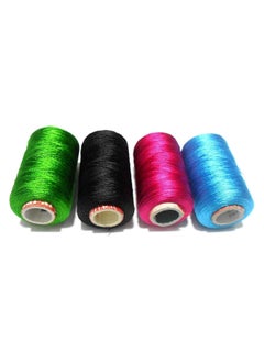 Soft and shiny silk thread for making beads, fringes and ornaments - green, black, pink, blue and turquoise