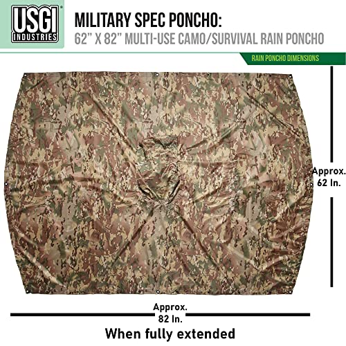 USGI Industries Military Style Poncho | Lightweight Tactical Multi Use Rip Stop Camouflage Rain Poncho | Perfect for Hiking, Hunting, Emergency Tent, Survival (Marpat) - Image 3