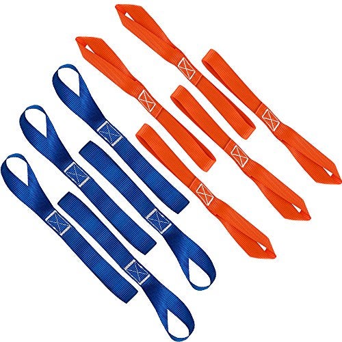 FineGood 10 Pcs Soft Loop Tie Down Straps, 1,500lb Load Capacity Breaking Strength Belts for Secure and Confident Trailering of Motorcycle Dirt Bike ATV UTV - Blue, Orange - Image 1