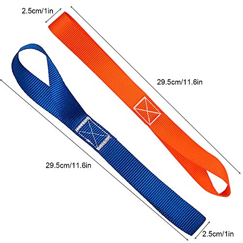 FineGood 10 Pcs Soft Loop Tie Down Straps, 1,500lb Load Capacity Breaking Strength Belts for Secure and Confident Trailering of Motorcycle Dirt Bike ATV UTV - Blue, Orange - Image 3