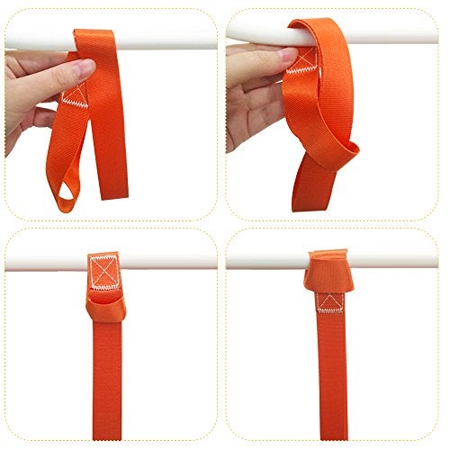 FineGood 10 Pcs Soft Loop Tie Down Straps, 1,500lb Load Capacity Breaking Strength Belts for Secure and Confident Trailering of Motorcycle Dirt Bike ATV UTV - Blue, Orange - Image 4