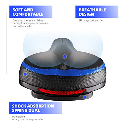 Roguoo Bike Seat, Most Comfortable Bicycle Seat Dual Shock Absorbing Memory Foam Waterproof Bicycle Saddle Bike Seat Replacement with Refective Tape for Mountain Bikes, Road Bikes - Image 2