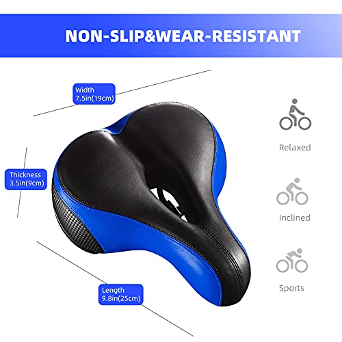 Roguoo Bike Seat, Most Comfortable Bicycle Seat Dual Shock Absorbing Memory Foam Waterproof Bicycle Saddle Bike Seat Replacement with Refective Tape for Mountain Bikes, Road Bikes - Image 3
