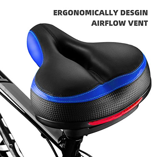Roguoo Bike Seat, Most Comfortable Bicycle Seat Dual Shock Absorbing Memory Foam Waterproof Bicycle Saddle Bike Seat Replacement with Refective Tape for Mountain Bikes, Road Bikes - Image 4