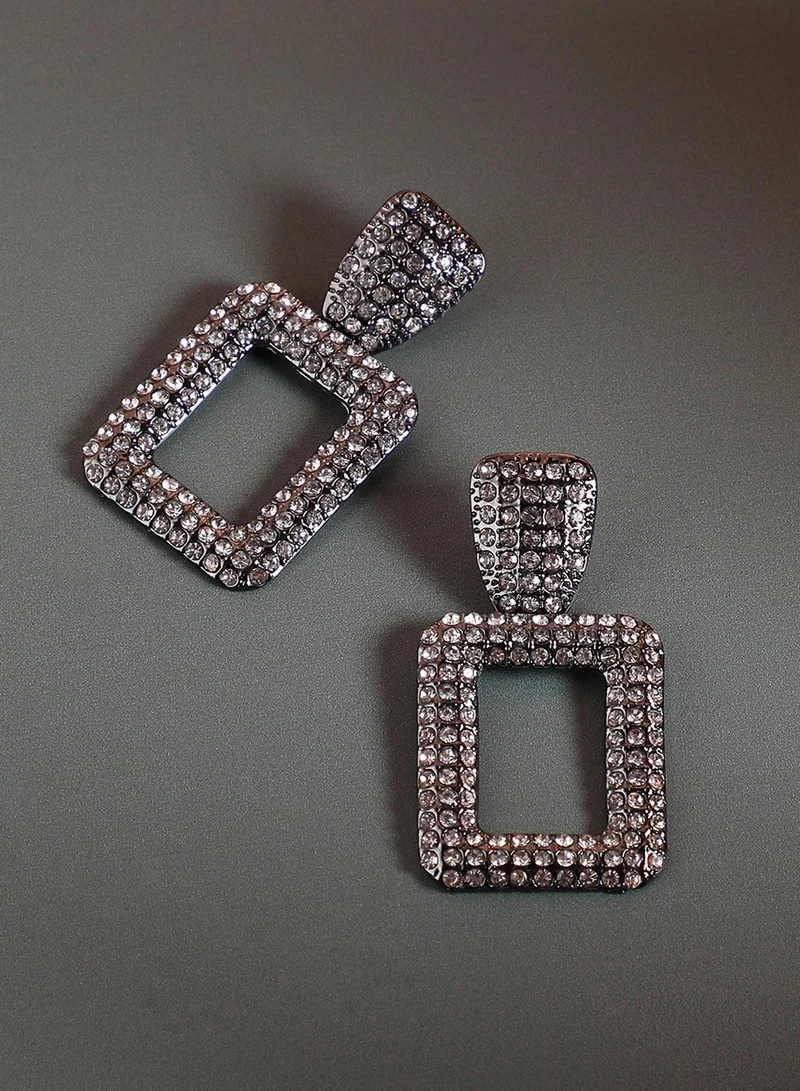 SOHI Stone Studded Square Shaped Artificial Drop Earring Jewellery