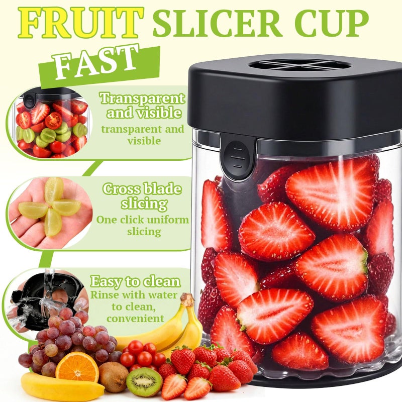 Hendiy Fruit Slicer Cup, Strawberry Slicer Grape Cutter Cup Fruit Slicers Stainless Steel Egg Slicers, Strawberry Cutter Kitchen Gadgets Speed Cutters for Banana Grape Egg - Image 2