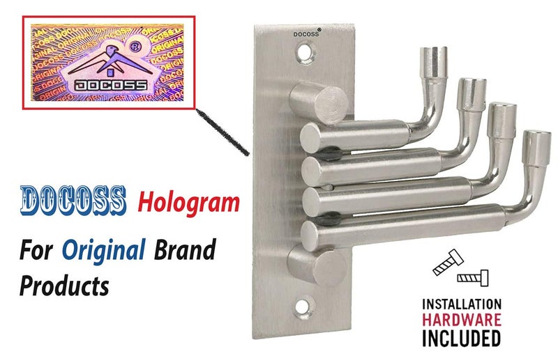 DOCOSS Stainless Steel Flexible 4 Pin Hooks and Cloth Hanger for Wall Bathroom Door Pack of 3 Silver - Image 5