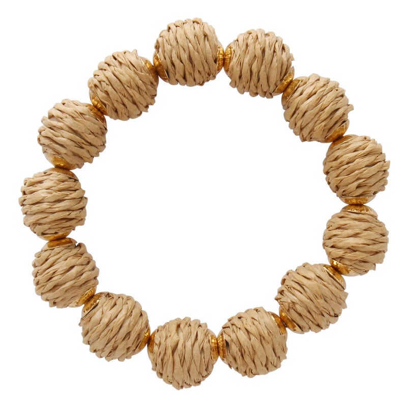 Coiris Rattan Ball Bracelet Adjustable Handmade Raffia Bracelets Woven Stretch Bracelet for Women(BR-1229-Light Brown) - Image 1