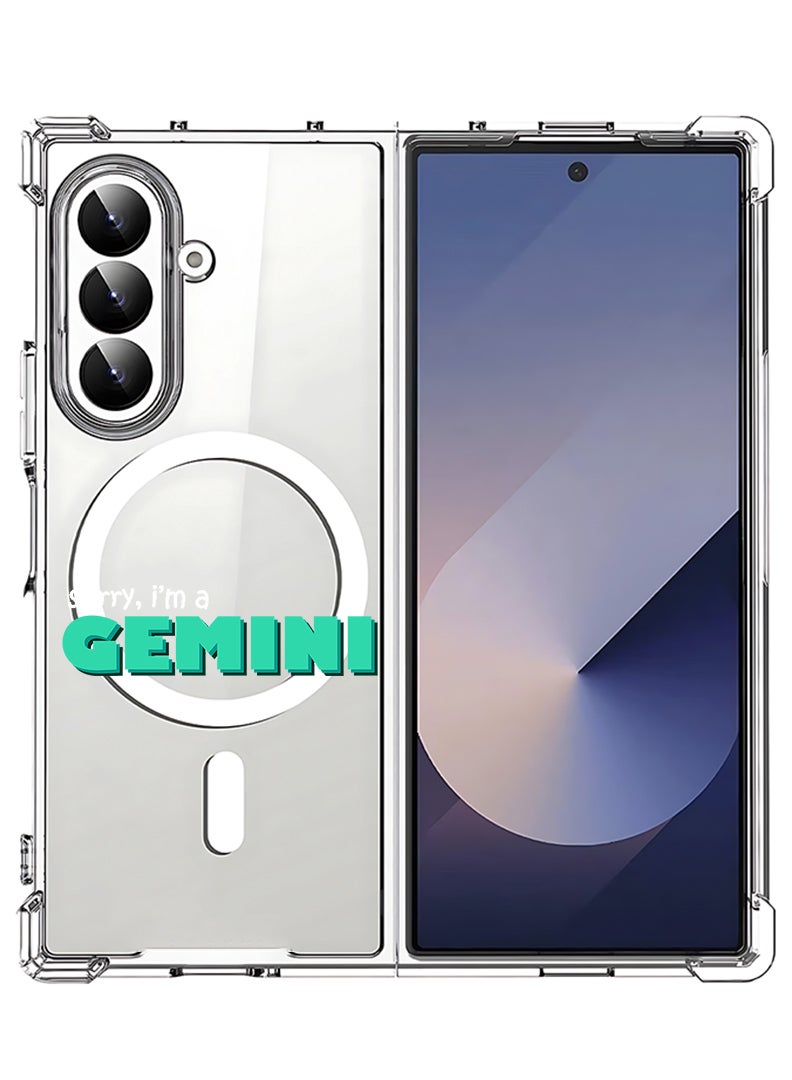 Theodor Magnetic Case for Samsung Galaxy Z Fold 7 Compatible with MagSafe Wireless Charging, Shockproof Phone Bumper Cover Gemini - White - Image 1