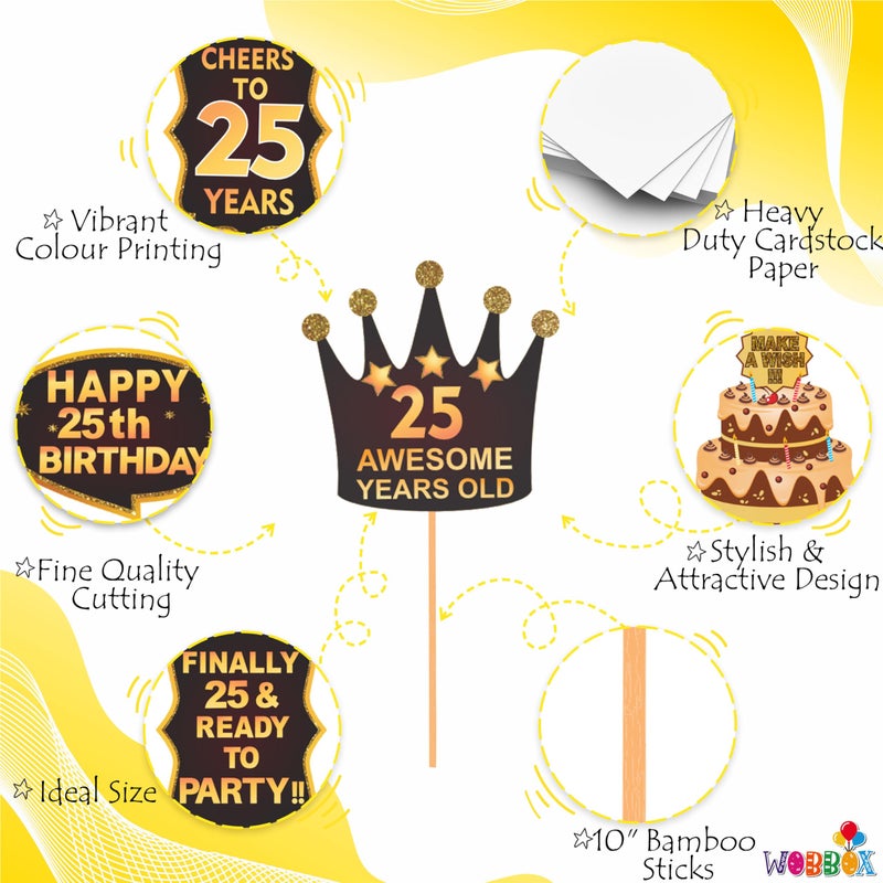 WOBBOX 25th Birthday Photo Booth Party Props Brown & Golden Glitter, Birthday Party Decoration, Birthday Party Item (WOBOX1770) - Image 4