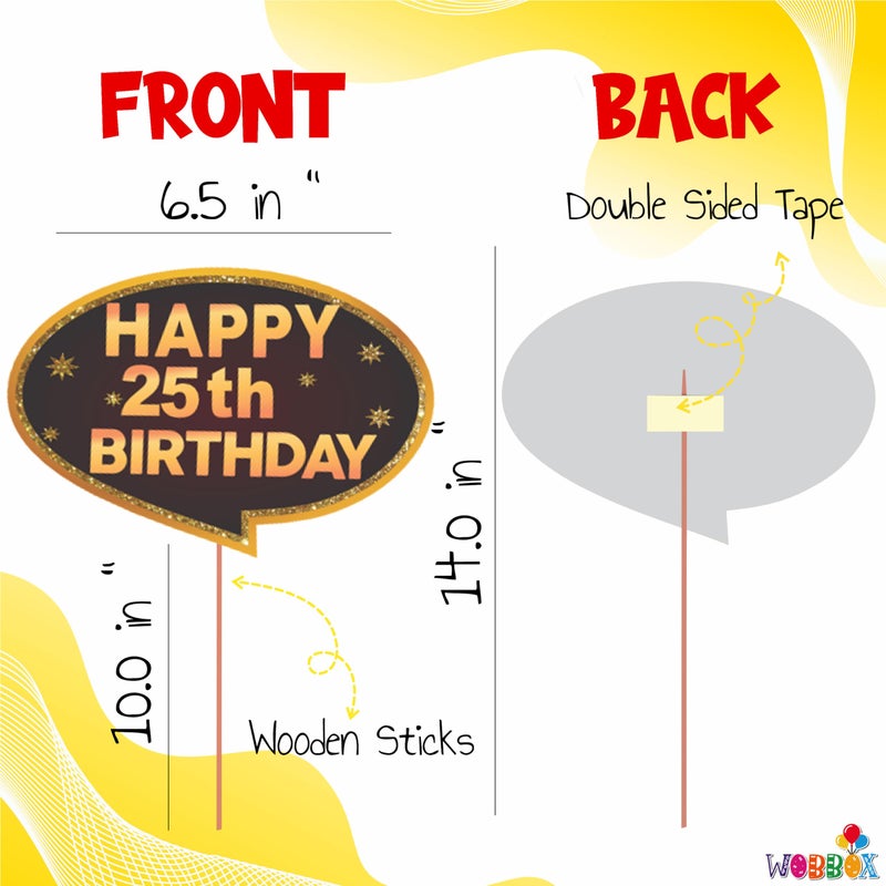 WOBBOX 25th Birthday Photo Booth Party Props Brown & Golden Glitter, Birthday Party Decoration, Birthday Party Item (WOBOX1770) - Image 3