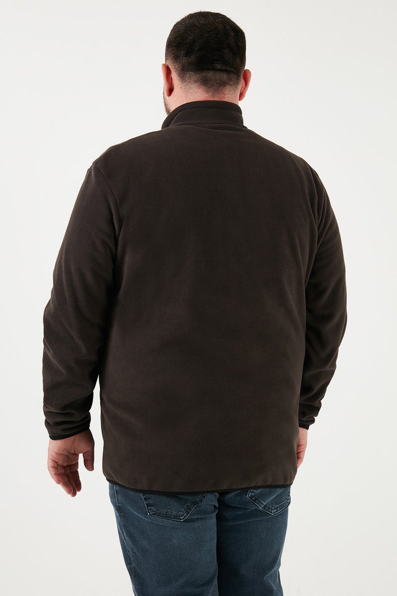 Buratti Regular Fit Stand Collar Zippered Plus Size Polar Fleece Cardigan Men's Cardigan 5906028B  - Image 5