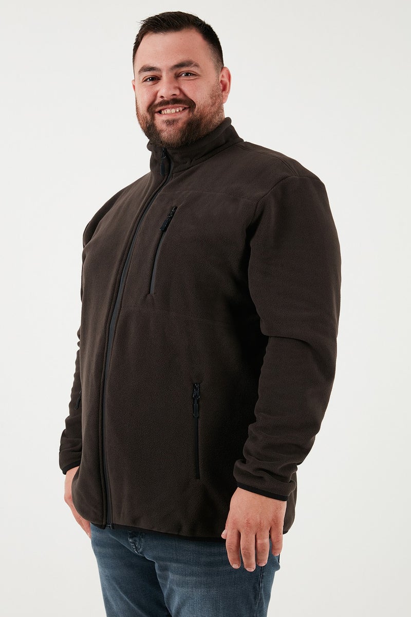 Buratti Regular Fit Stand Collar Zippered Plus Size Polar Fleece Cardigan Men's Cardigan 5906028B  - Image 4