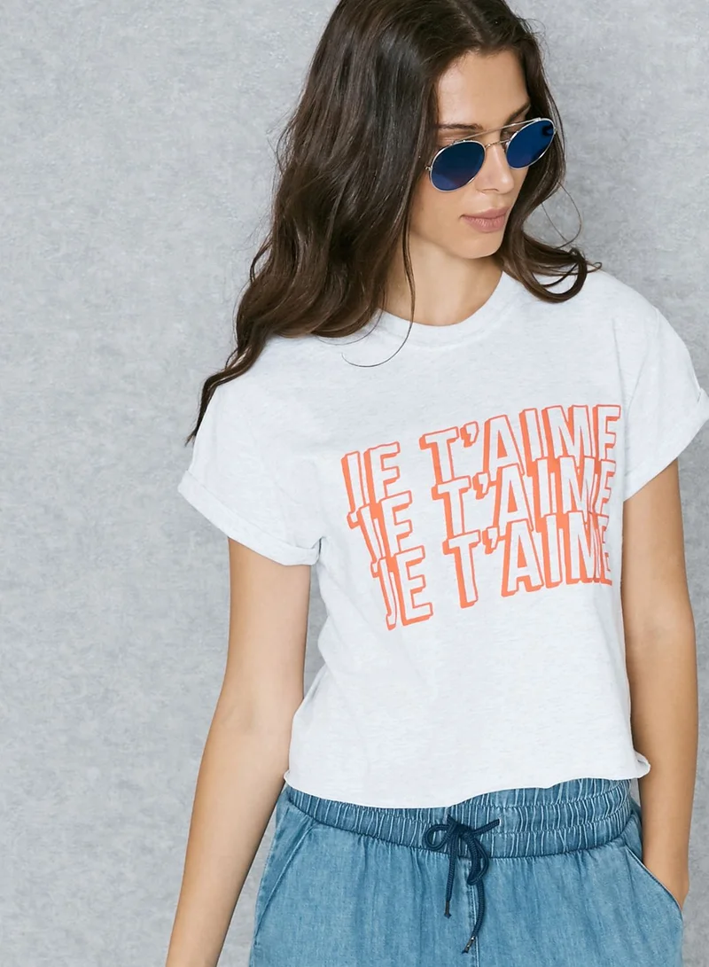 TOPSHOP Slogan Crop T-Shirt