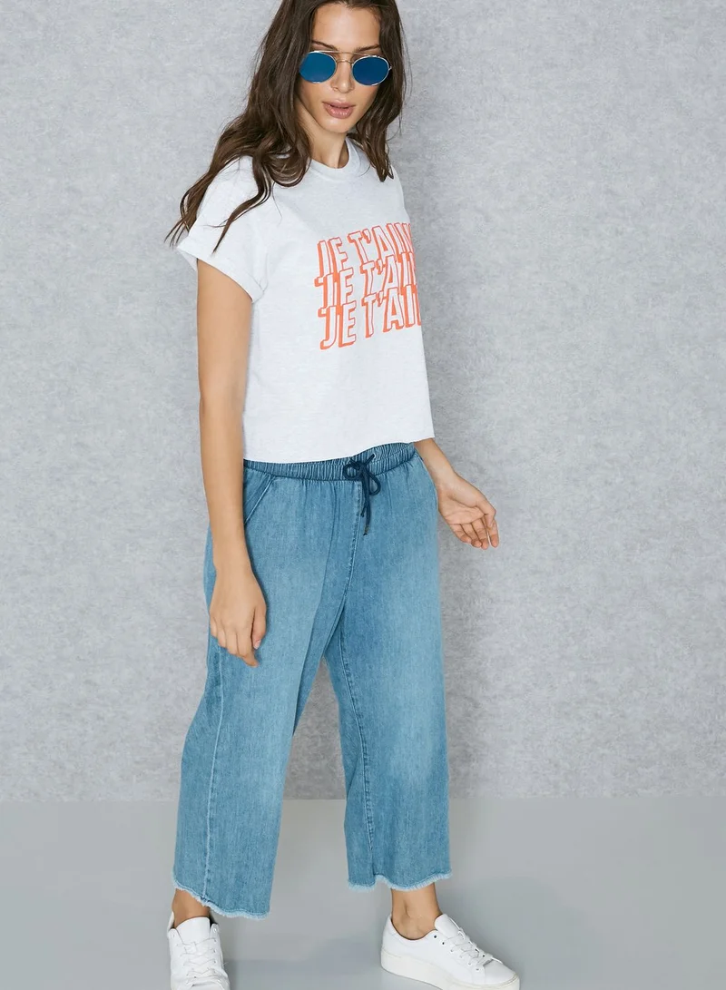 TOPSHOP Slogan Crop T-Shirt