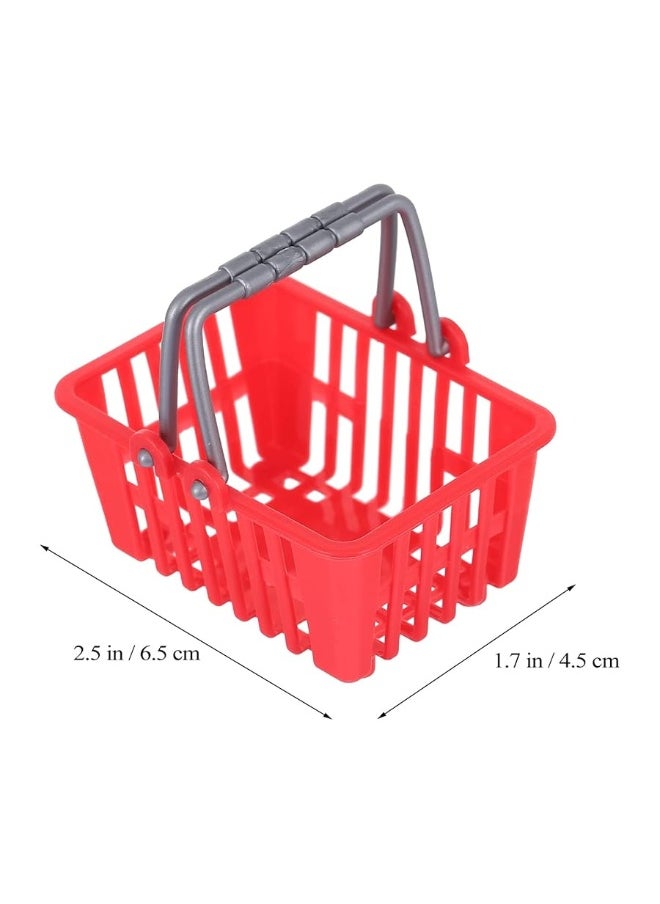 NUOBESTY NUOBESTY 10Pcs Mini Shopping Basket Mini Supermarket Cart Small Plastic Retail Shopping Baskets with Handles for Party Favors Dool House (Red)  - Image 5