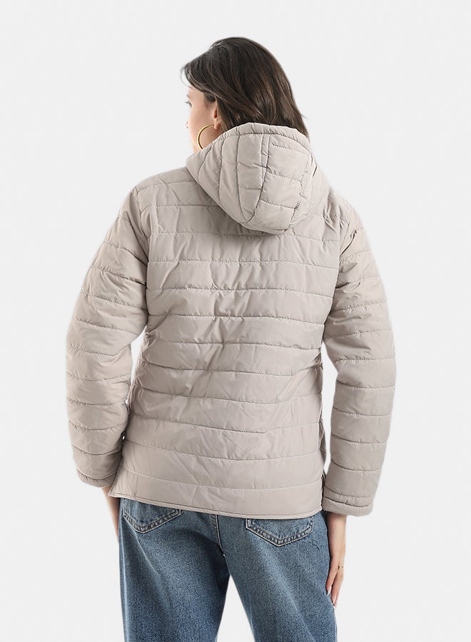 Andora Stylish zipper Closure Pump Plain Jacket _ Light Grey - Image 3