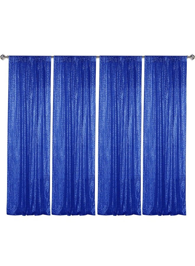 Sugargirl Navy Blue Sequin Backdrop Curtain 4 Panels 2FTx8FT Glitter Navy Blue Background Drapes Sparkle Photography Backdrop for Party Wedding Birthday Wall Decoration - Image 1