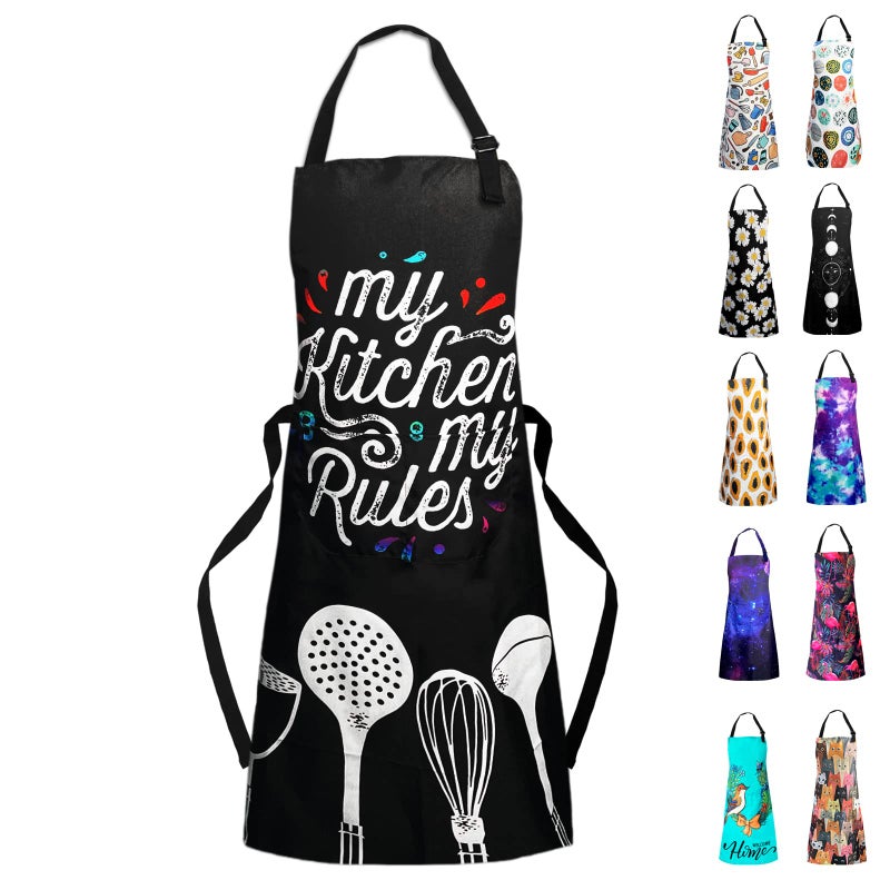 Sosolong Adjustable Waterproof Apron, Apron with 2 Pockets Cooking Kitchen Aprons for Women Men Chef, Adult Gifts - Image 1