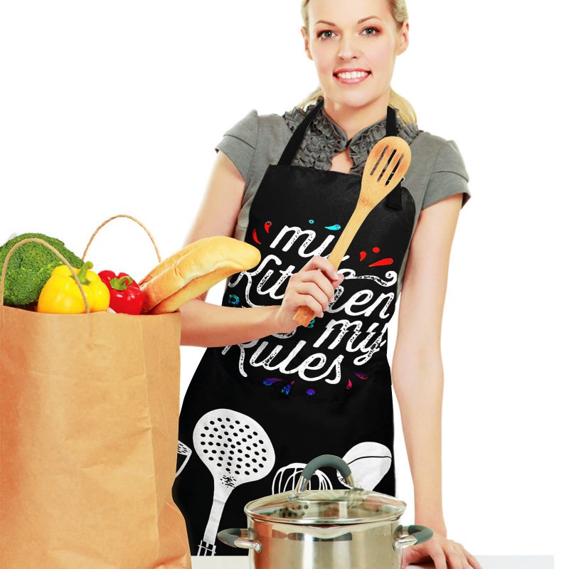 Sosolong Adjustable Waterproof Apron, Apron with 2 Pockets Cooking Kitchen Aprons for Women Men Chef, Adult Gifts - Image 2