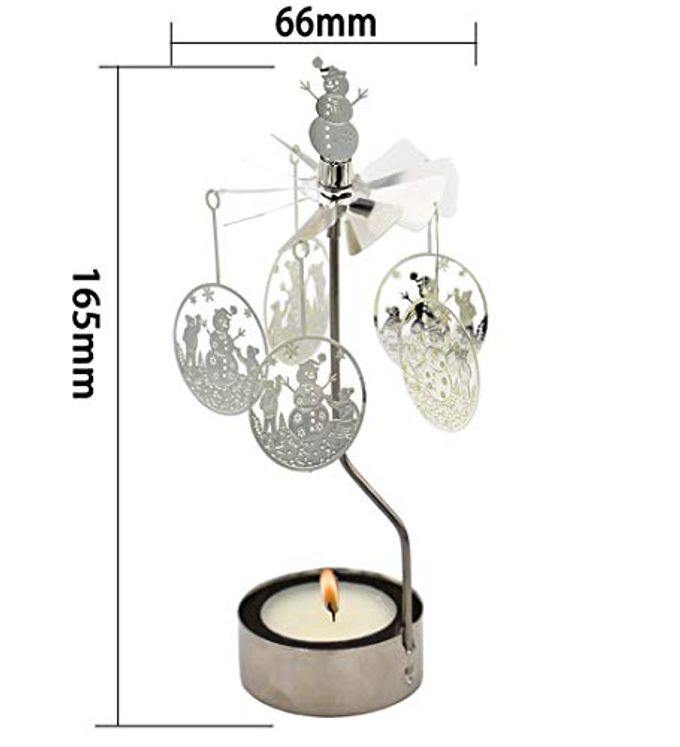 HOKHBCW Rotary Candle Holder Spinning Candleholder Metal Small Gift (Snowman) - Image 5