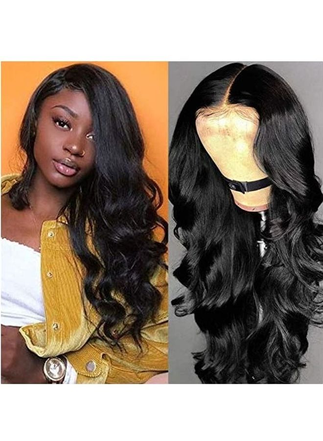 Lace Front Wavy Hair Wig Black 16inch