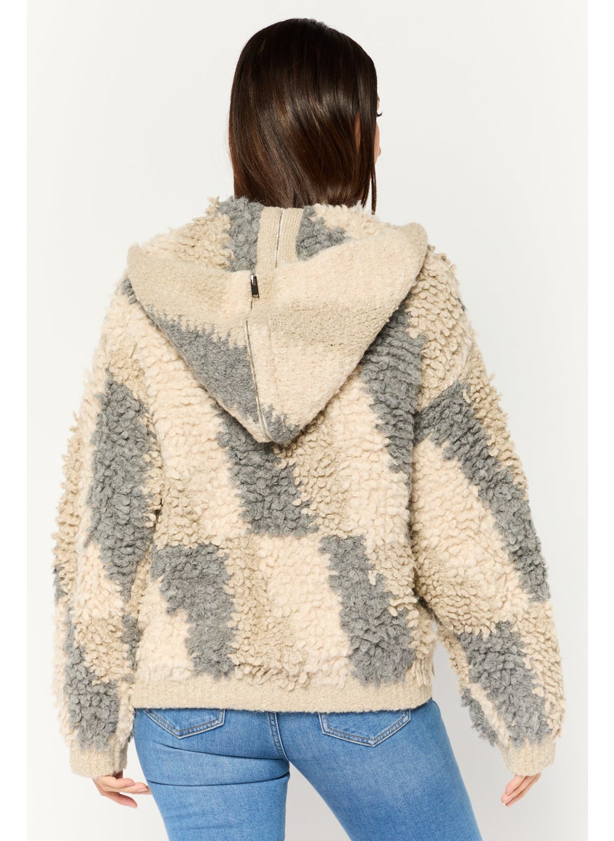 STELLA MCCARTNEY - Women Hooded Textured Jacket, Grey - Image 1