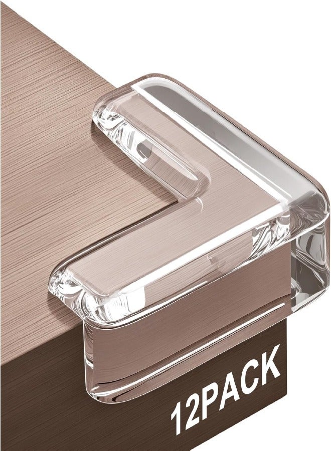12 Pack Corner Protectors, Baby Proofing Corner Guards, Clear and Transparent Corner Bumper & Edge Cushion for Furniture, Table, Cabinet Sharp Corner & Edge, Baby Safety Material (L-Shaped) - Image 1