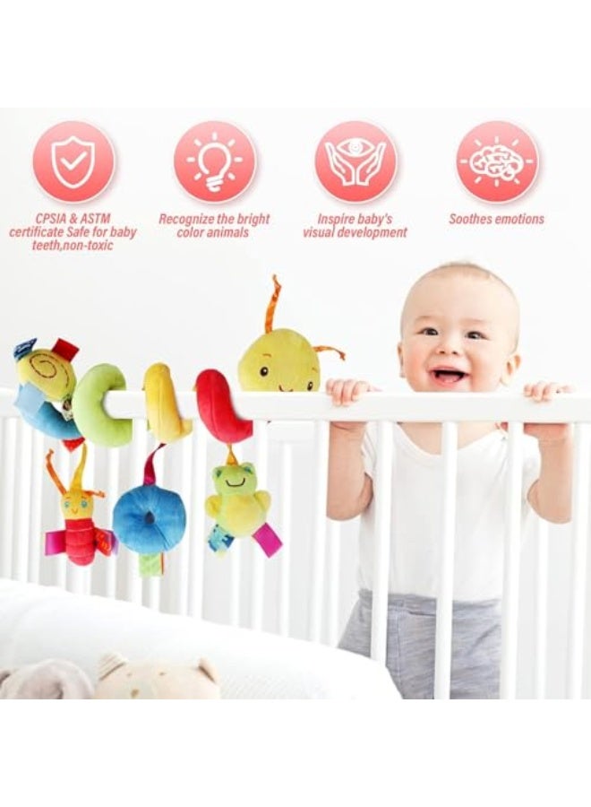 Funny Wizshowgol Hanging Rattle Toy for Baby Crib, Baby Crib in the Shape of a Worm Around a Cartoon Bell, Spiral with Chime, for Babies, Stroller and Car Seat, Multiple Colors - Image 5