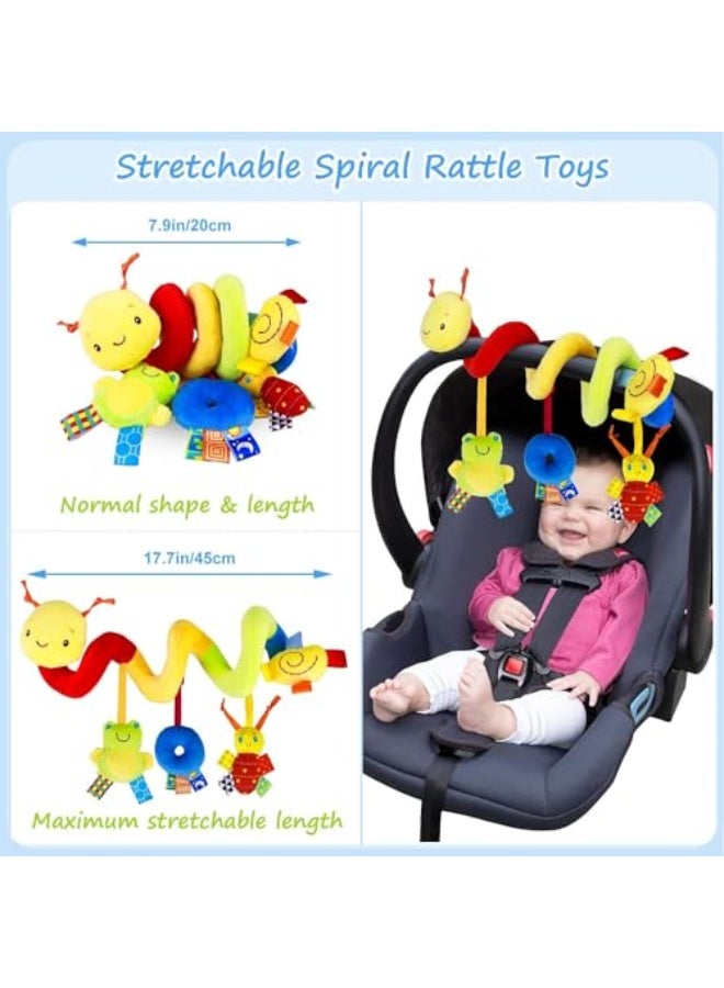 Funny Wizshowgol Hanging Rattle Toy for Baby Crib, Baby Crib in the Shape of a Worm Around a Cartoon Bell, Spiral with Chime, for Babies, Stroller and Car Seat, Multiple Colors - Image 2