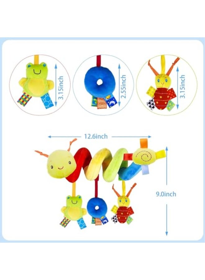 Funny Wizshowgol Hanging Rattle Toy for Baby Crib, Baby Crib in the Shape of a Worm Around a Cartoon Bell, Spiral with Chime, for Babies, Stroller and Car Seat, Multiple Colors - Image 3