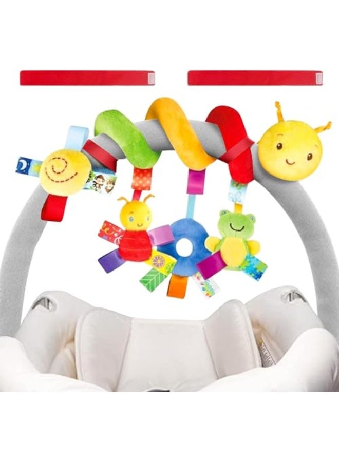 Funny Wizshowgol Hanging Rattle Toy for Baby Crib, Baby Crib in the Shape of a Worm Around a Cartoon Bell, Spiral with Chime, for Babies, Stroller and Car Seat, Multiple Colors - Image 1