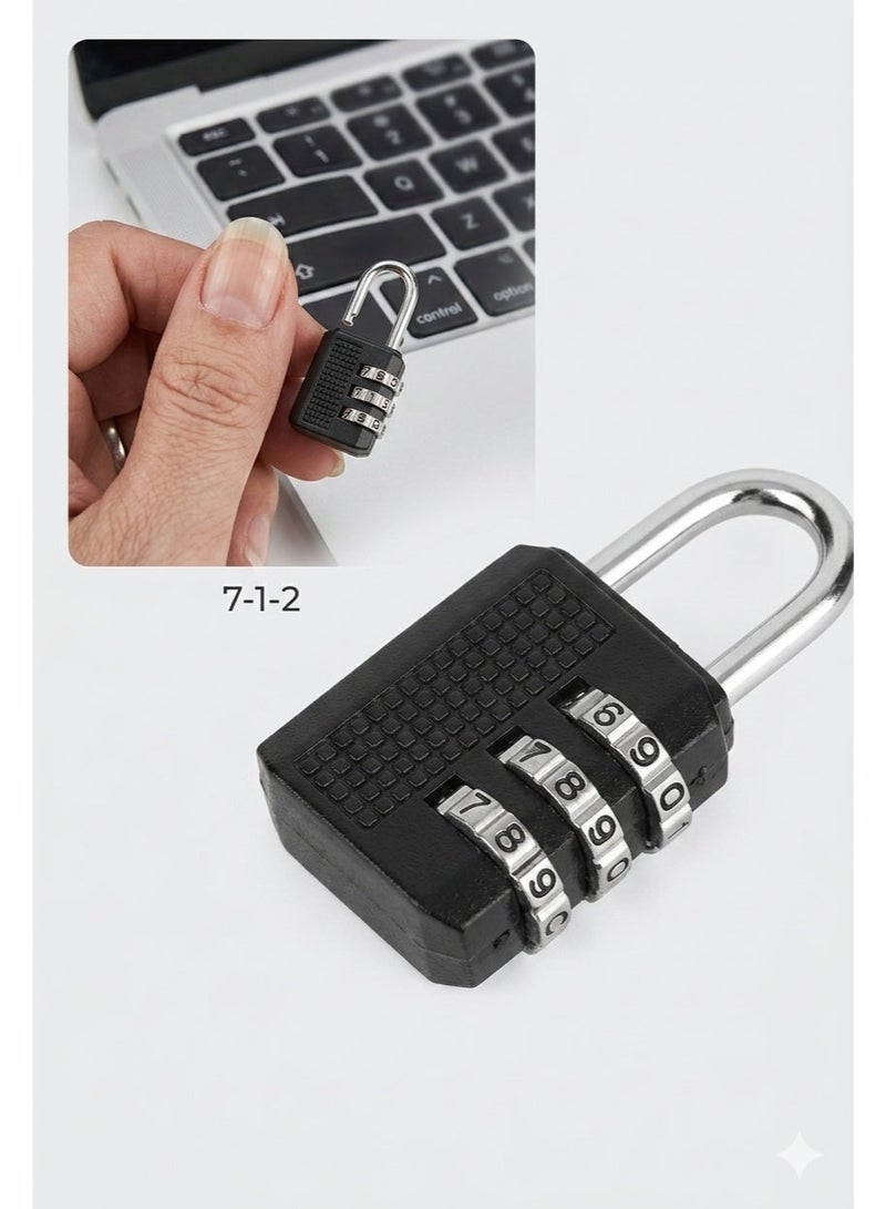 3-Digit Mini Lock - Durable Keyless Metal Security Lock for Backpacks, Lockers, Toolboxes, and Drawers - Image 1