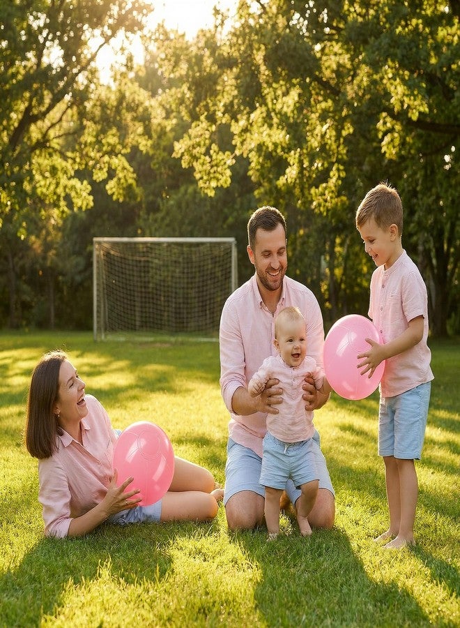 مجموعة Realspring المكونة من 24 كرة شاطئ قابلة للنفخ للأطفال، بألوان باستيل سادة، كرة شاطئ جامبو، ألعاب عائمة لحمامات السباحة، ديكور لحفلات استقبال المولود الجديد وأعياد الميلاد والحفلات الصيفية (وردي وأبيض، 10 بوصة). - Image 3