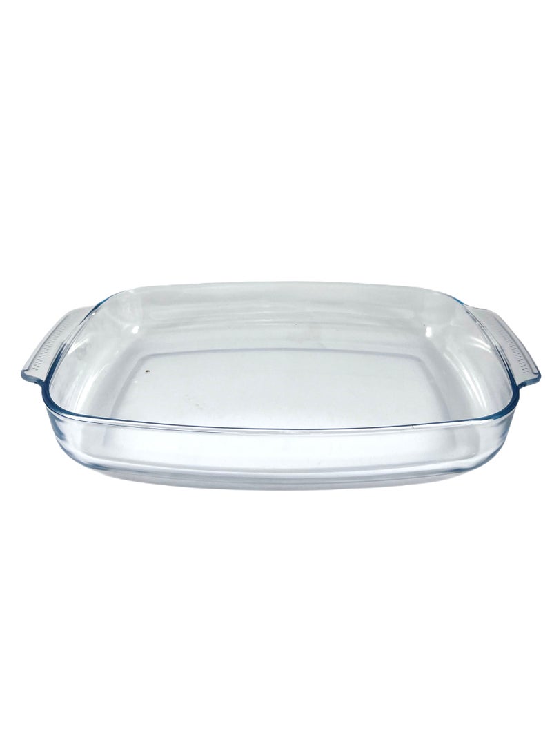 Homemaker Curve Rectangular Deep Glass Baking Dish, 5 Lt Capacity, 44X28.1 Cm Diameter, 6.5 Cm Height - Clear  - Image 1