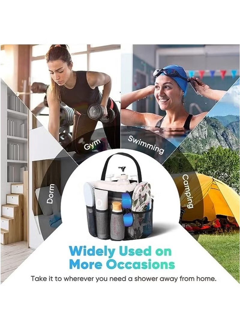 Dougez Mesh Shower Caddy Bag Portable for College Dorm Room Essentials,Shower Caddy Dorm with 8-Pocket Large Capacity,Shower Bag for Beach,Swimming,Gym - Image 5