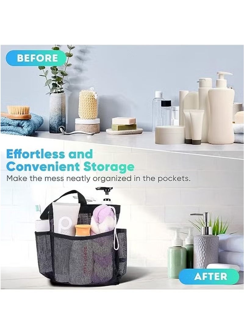 Dougez Mesh Shower Caddy Bag Portable for College Dorm Room Essentials,Shower Caddy Dorm with 8-Pocket Large Capacity,Shower Bag for Beach,Swimming,Gym - Image 4