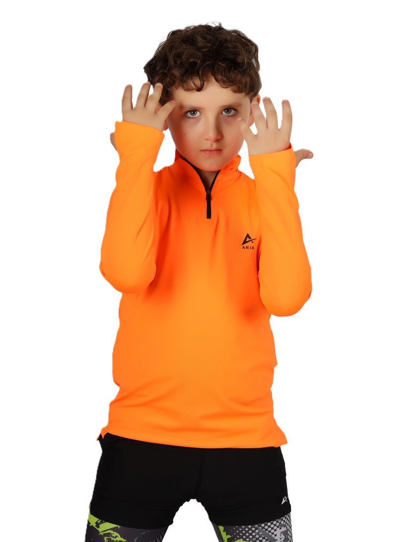 ANJA Boys' Orange Long Sleeve Sports T-Shirt – Dry Fit, Breathable Design - Image 2