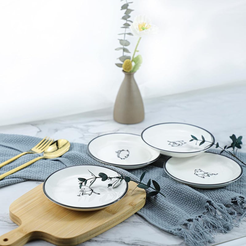 SOCOSY Cute Cartoon Chef Cat Ceramic Seasoning Dishes Sauce Dish Sushi Dipping Bowl Appetizer Plates Tea Bag Holder Serving Dish for Kitchen 5 Inch Set of 4  - Image 4