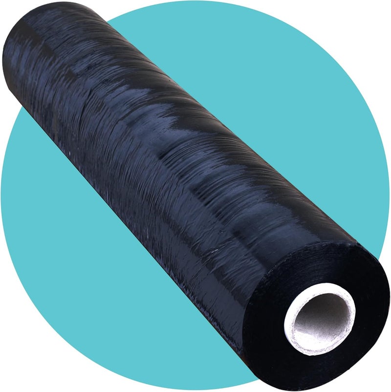 Triplast 1 Roll x 400mm Black Pallet Stretch Wrap | Extra Long Roll, Standard Core, 17mu Thick | Shrink Wrap, Cling Film, Plastic Wrap | Packaging for Removals, Industrial & Warehouse Use - Image 1